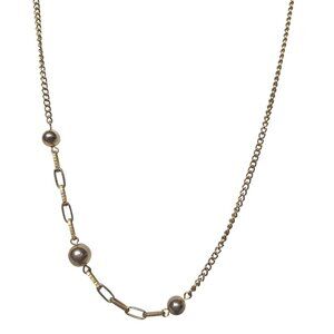 Gold Tone Oval Link Bead Necklace Asymmetrical